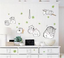 Cute little hamsters PVC can remove children room fun stickers to stick on the wall 2024 - buy cheap