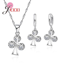 Costume Jewelry Sets Women Austrian Crystal 925 Sterling--Pendants Necklace Earrings Set For Wedding Engagement 2024 - buy cheap