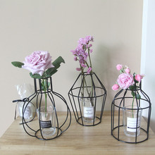Vaso de flores de ferro ornamentos novos nordic minimalista prateleira de flores ferro preto racks de flores ornamentos frete grátis d1 2024 - compre barato