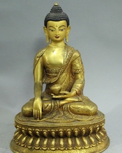 9" Old Tibet Bronze Gold Sakyamuni Shakyamuni Amitabha Buddha Tathagata Statue 2024 - buy cheap