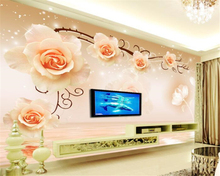 Beibehang Custom Photo Wallpaper Rose reflection 3D Mural wall paper For Living Room Wallpaper TV Background Home decoration 2024 - buy cheap