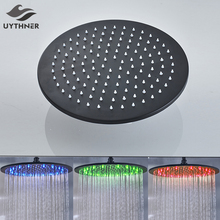 Uythner Brushed Nickel/Chrome/Black LED 16" Rainfall Big Shower Head Stainless Steel Round Shower head Shower Sprayer 2024 - buy cheap