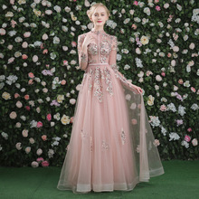 Vestido de noche con estampado Floral de flores rosadas, vestido de fiesta largo hasta el suelo, con cordones, vestidos de noche, togas 2024 - compra barato