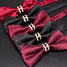 Mens Bowtie formal stripe luxury Rhinestone necktie Men's Fashion business men wedding bow tie Male Dress Shirt gift ties 2024 - buy cheap