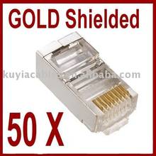 Free Shipping With tracking number 50pcs/lot RJ45 Plug 8p8c connector Shielded  For Cat5 /5e Network  Cable 2023 - купить недорого