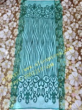 Tecido de renda com glitter colado popular design indiano tecido de malha de tule para casamento de noiva vestido com lantejoulas tecido de renda 2024 - compre barato