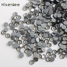 AAAA Fashion High Quality Exquisite Crystal Clear Gray Rhinestone Flat Round Shape Glass Nail Art Mobile Phone Shell Decoration 2024 - buy cheap