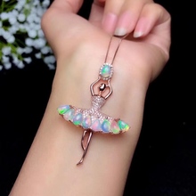 ballet dancer opal gemstone pendant for silver necklace  birthday anniversary party gift fireworks color vivid image 2024 - buy cheap