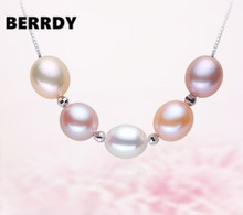 REAL PEARL 925 Sterling Silver Fashion Freshwater Pearl Necklace Chain Unique Designed Hot Gift Beautiful Necklace Jewelry 2024 - buy cheap
