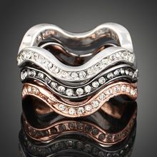 Женское кольцо 3 в 1, с австрийскими кристаллами 2024 - купить недорого