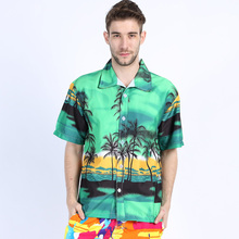 Гавайская рубашка мужская с цветочным принтом, Пляжная блуза в повседневном стиле, с короткими рукавами, Азиатский Размер 5XL ST30, лето, 2021 2024 - купить недорого