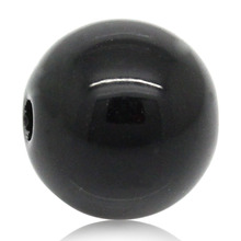 Acrylic Spacer Beads Ball Black Polished About 8mm( 3/8") Dia, Hole: Approx 1.4mm, 80 PCs 2024 - buy cheap