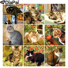 Diapai 5d pintura diamante completa quadrada/redonda broca "animal gato flor" 3d bordado ponto cruz 5d presente de decoração 2024 - compre barato