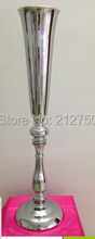 78cm 30.5" tall Free Shipping silver horn design wedding road led centerpieces decoration flower vase 2024 - buy cheap