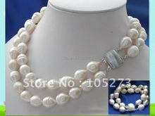 2Rows AA 10-15MM White Drip Freshwater Pearl Necklace Bracelet Mabe Pearl Clasp Fashion Jewellery Set New Free Shipping FN2150B 2024 - buy cheap