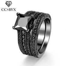 CC Jewelry Rings For Women Fashion Jewelry Unique Double Square Stone Black Gold Color Party Ring Chic Accessories Bijoux CC1210 2024 - buy cheap