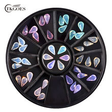 TKGOES 1 Wheel Opal Crystal Droptear Nail Rhinestone Wheel 20 Colors Flat Bottom 3d Nail Art Decorations Manicure Accessories 2024 - buy cheap