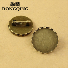 RONGQING DIY Brooch Base 30mm Round Accessories 40pcs/lot Copper Trendy Round Cabochon Base 2024 - buy cheap