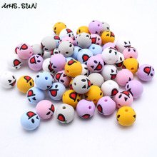 MHS.SUN Cute Smiling Silicone Beads Soft BPA Free Round Silicone Beads For Teething Nursing Necklace DIY Jewelry Making 10Pcs 2024 - buy cheap