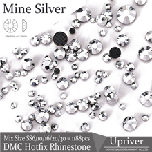 Upriver Machines Cut Mine Silver DMC Hotfix Rhinestones Glass Flatback Strass Stones 2024 - buy cheap