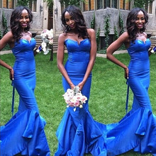 Unique Design Royal Blue Mermaid Prom Dresses Sexy Sweetheart Women Bridesmaid Wedding Party Dress 2024 - buy cheap