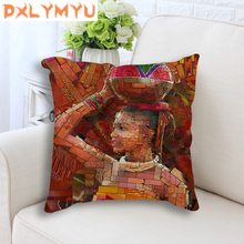 African style Women Mosaic Picture Cotton Linen Throw Pillow 45x45cm Decorative Cushion Sofa Waist Cushion Home Car Decor 2024 - buy cheap