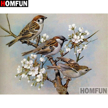 Homfun pintura completa de diamante quadrado/redondo 5d, faça você mesmo, "pássaros e flores", bordado, ponto de cruz 3d, decoração de casa, presente a11868 2024 - compre barato