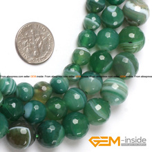 Cuentas redondas facetadas de verde para fabricación de joyas, hebra de 15 pulgadas, pulsera DIY, collar, tira de joyería de 8mm, 10mm y 12mm 2024 - compra barato