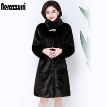 Nerazzurri Faux Fur Coat Women Winter 2019 Female Black Thicken Fake Mink Fur Jackets Long Plus Large Size Outwear 5XL 6XL 7XL 2024 - buy cheap