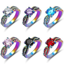 TianBo элегантное стильное Золотое Радужное цветное блестящее Привлекательное Женское Обручальное кольцо с фианитом полный размер для подарка женские кольца 2024 - купить недорого