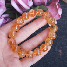 Hermoso brazalete de Jade de cristal amarillo Natural, pulsera de mano de cristal tallado, amuleto de cristal templado, Cuenta de 10 mm 2024 - compra barato