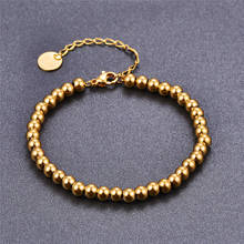 Martick Top Quality Polished Gold Color 4MM Steel Boll Prayer Beads Charm Bracelets For Women Fashion Jewelry B223 2024 - buy cheap