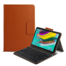 Capa para tablet com bluetooth, capa de couro + película para proteção de teclado inteligente, para samsung galaxy tab s5e drive t725 10.5 2024 - compre barato