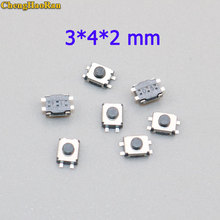 ChengHaoRan 50pcs 3*4*2 four pin switch turtle 3x4x2 SMD 4 feet 3*4*2 mm stand upright without pillars micro touch switch button 2024 - buy cheap