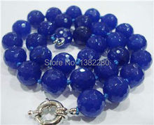 Оптовая продажа 10 мм синий цвет драгоценный камень граненый халцедон круглое ожерелье 18 "2 шт./лот подходит для всех видов красивых j 2024 - купить недорого