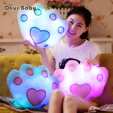 36cm Luminous LED Heart Shaped Paw Plush Pillow Cushion Hot Colorful Kids Toys Birthday Gift Glowing Stuffed Pillow Toys 2024 - buy cheap