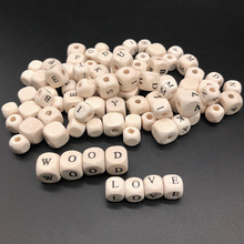 50pcs Straight Hole Square Wood Beads Natural Eco-Friendly Letter /Alphabet Spacer Beads DIY Making Crafts Jewelry Accessories 2024 - buy cheap