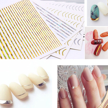 1 sheet Laser Gold/Sliver Curve Stripe Lines Sticker Decals Tips Geometry Slider Adhesive Striping Tape Manicure Nail Art Decals 2024 - buy cheap