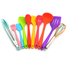 Rainbow 10Pcs/Set Heat-Resistant Silicone Cooking Tool Sets Non-stick Cookware Kitchen Baking Tool Kit Utensils Kitchenware 2024 - buy cheap