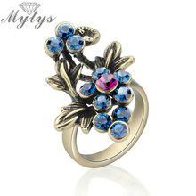 Mytys anel nobre retrô, lindo anel azul e vermelho, configuração, cor escura, série, vintage, r1020 2024 - compre barato