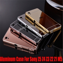 50pcs Luxury Aluminum Metal Mirror Case For Sony Xperia Z5 Premium Z4 Z3 Z2 Z1 Compact Mini Dual M4 M5 Aqua C3 C5 Back Cover 2024 - buy cheap