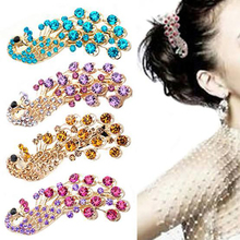 4 Colors Fashion Retro Lady Girl's Full Crystal Rhinestone Peacock Barrette Hairpin Hair Clip Accessories Fine Jewels 2024 - buy cheap