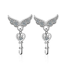 New Arrival Fashion Temperament Exquisite 925 Sterling Silver Jewelry Angel Wings Key Shaped Women Stud Earrings SE634 2024 - buy cheap