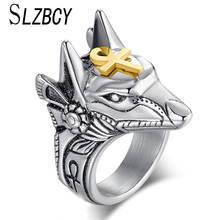 Мужское и женское кольцо SLZBCY, из нержавеющей стали, египетский крест, кольцо на палец, панк, Волчья Голова 2024 - купить недорого