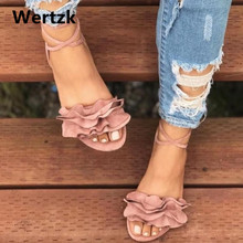 Wertzk 2018 Women Gladiator Sandals Lace Up Flat Heels Shoes Fashion Women Ankle Strap Summer Sandals zapatos mujer drop L095 2024 - buy cheap