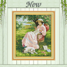 Картины с изображением женщины под яблоком, рассчитаны на холст DMC 11CT 14CT, наборы для вышивки крестиком, наборы для вышивки 2024 - купить недорого