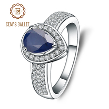 Anel vintage de pedras preciosas para balé, anel feminino de prata esterlina 925 com safira azul natural, joias finas de noivado para mulheres 2024 - compre barato