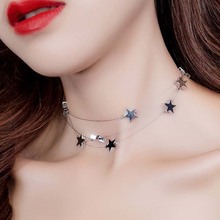3 Layer Star Beads Necklace for Woman Jewelry Chain Choker Silver Chain Female Female Collier Pendant Necklaces Bijoux Gift 2024 - buy cheap