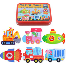 Baby Toys 6 In 1 Iron Box Cartoon Animals Wooden Puzzle For Children Montessori Early Educational Toys Gifts For Kids 2024 - buy cheap