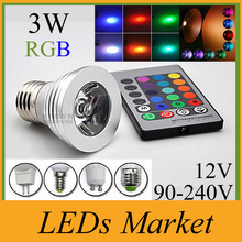 3 Вт светодиодная RGB лампа 16 цветов светодиодные прожекторы RGB светодиодные лампочки лампа E27 GU10 E14 MR16 GU5.3 ИК пульт дистанционного управления 85-265 в и 12 В 2024 - купить недорого